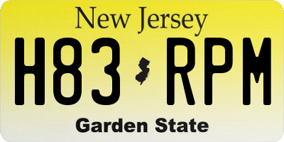 NJ license plate H83RPM