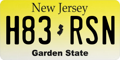 NJ license plate H83RSN
