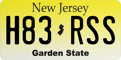 NJ license plate H83RSS