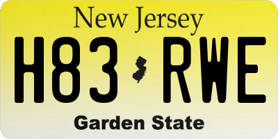 NJ license plate H83RWE