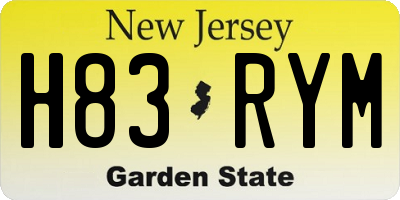 NJ license plate H83RYM