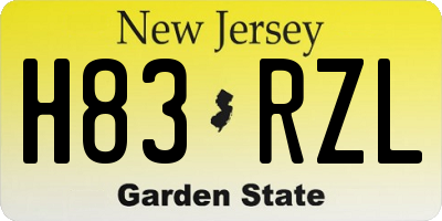 NJ license plate H83RZL