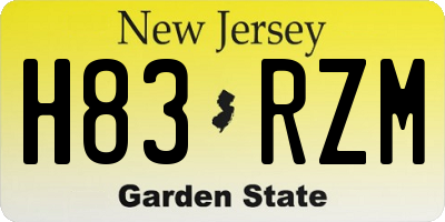 NJ license plate H83RZM