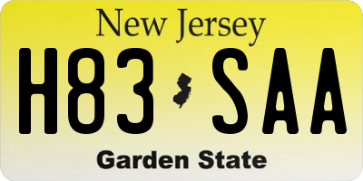 NJ license plate H83SAA
