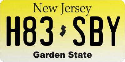 NJ license plate H83SBY