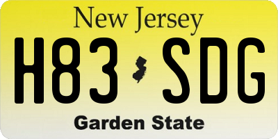 NJ license plate H83SDG