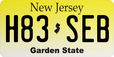 NJ license plate H83SEB