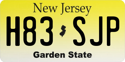 NJ license plate H83SJP