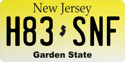 NJ license plate H83SNF