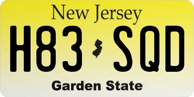 NJ license plate H83SQD