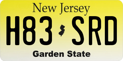 NJ license plate H83SRD