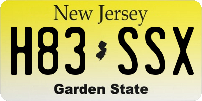 NJ license plate H83SSX