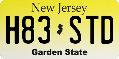 NJ license plate H83STD