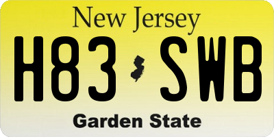 NJ license plate H83SWB