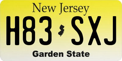 NJ license plate H83SXJ