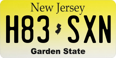 NJ license plate H83SXN