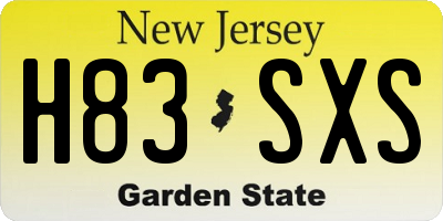 NJ license plate H83SXS
