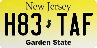 NJ license plate H83TAF