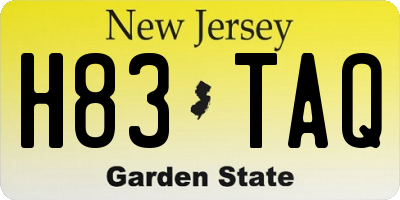 NJ license plate H83TAQ