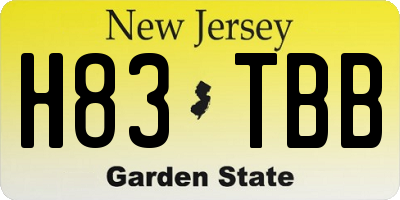 NJ license plate H83TBB