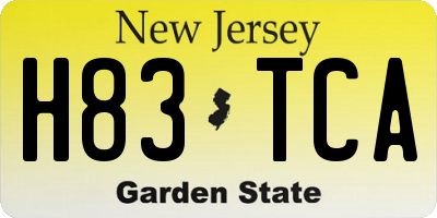 NJ license plate H83TCA
