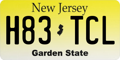 NJ license plate H83TCL