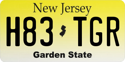 NJ license plate H83TGR