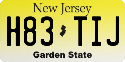 NJ license plate H83TIJ
