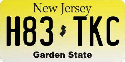 NJ license plate H83TKC