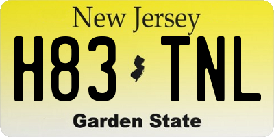 NJ license plate H83TNL