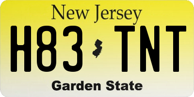 NJ license plate H83TNT