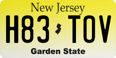 NJ license plate H83TOV