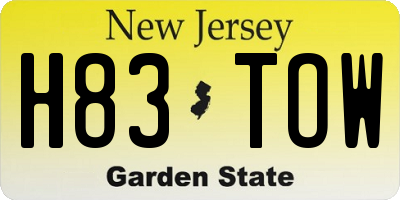 NJ license plate H83TOW
