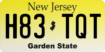NJ license plate H83TQT