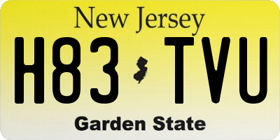 NJ license plate H83TVU