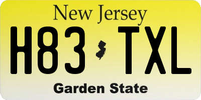 NJ license plate H83TXL