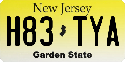 NJ license plate H83TYA