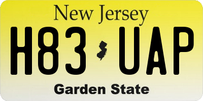 NJ license plate H83UAP