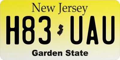 NJ license plate H83UAU