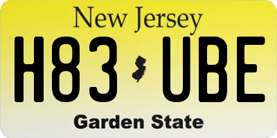NJ license plate H83UBE