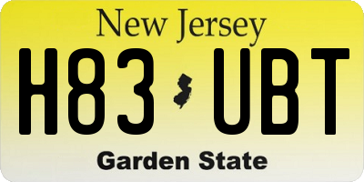 NJ license plate H83UBT