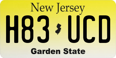NJ license plate H83UCD