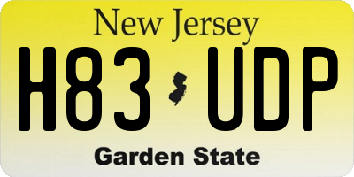 NJ license plate H83UDP