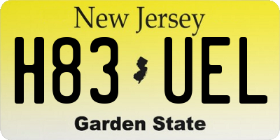 NJ license plate H83UEL