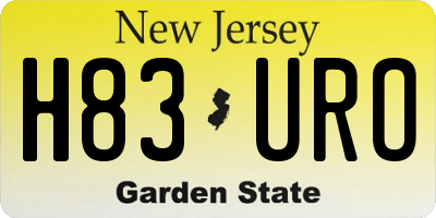NJ license plate H83URO