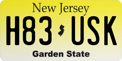 NJ license plate H83USK
