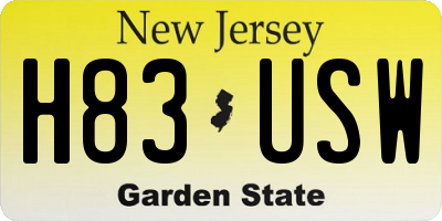 NJ license plate H83USW