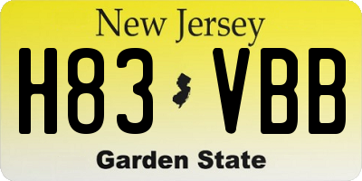 NJ license plate H83VBB