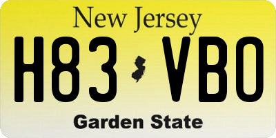 NJ license plate H83VBO