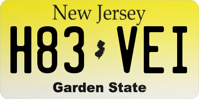 NJ license plate H83VEI